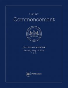 Thumbnail of cover of program for the 54th Commencement, Penn State College of Medicine, Saturday, May 18, 2024 at 1 p.m.